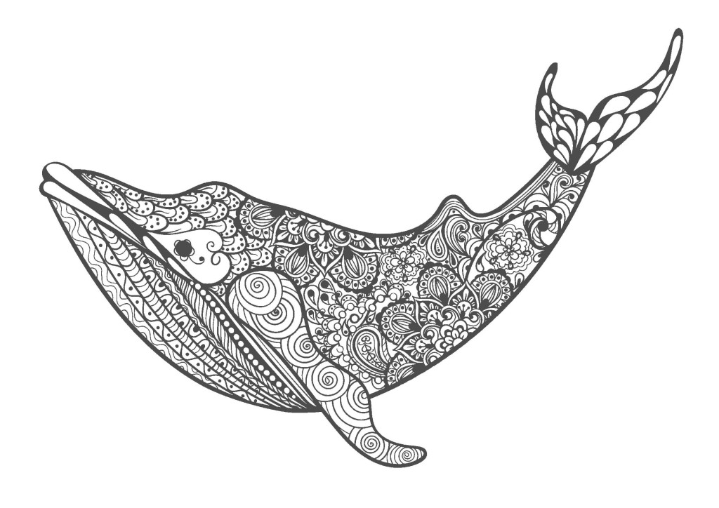 クジラ-大人の塗り絵(無料コロリアージュ)
