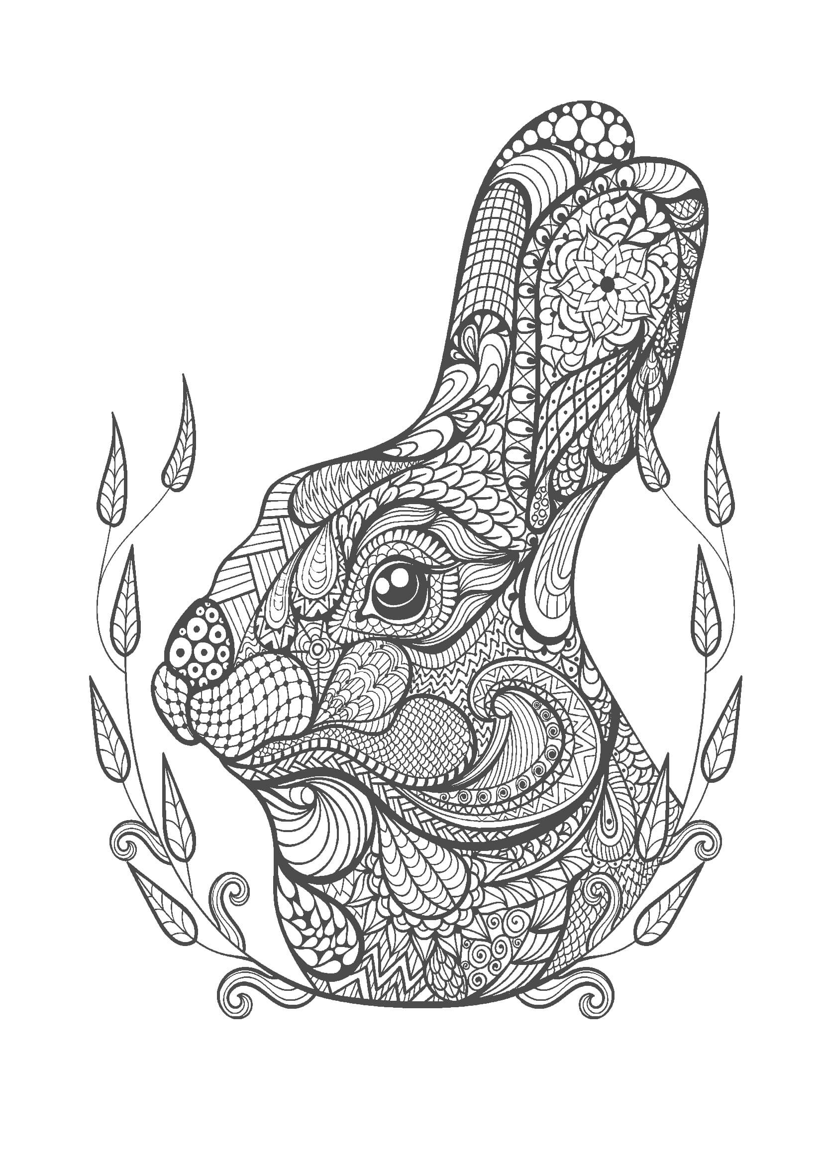 ウサギ-大人の塗り絵(コロリアージュ)